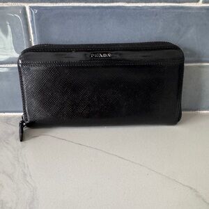 Prada leather zippy wallet